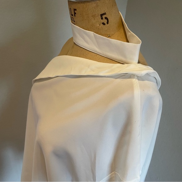 SHEIN- SZ M White Asymmetrical Neck Blouse - Picture 2 of 7